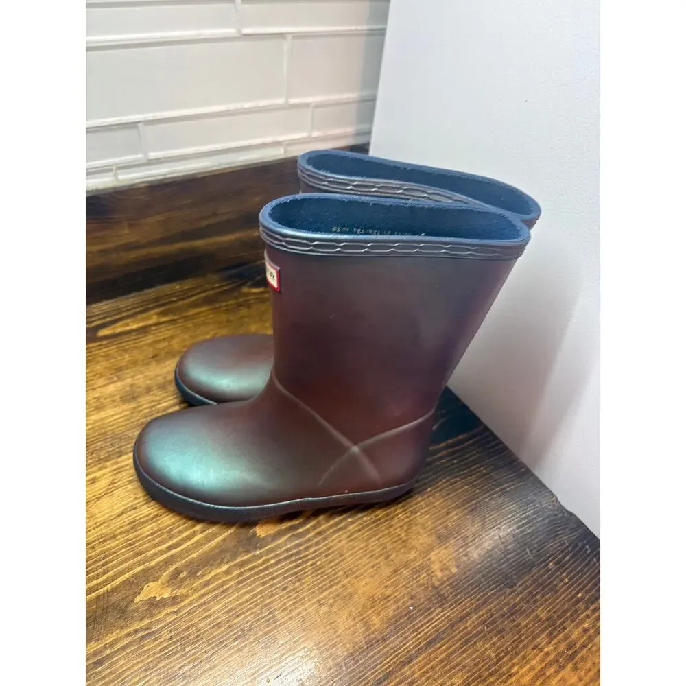 Hunter Purple Shimmer Rain Boots‎ Girls Size 11